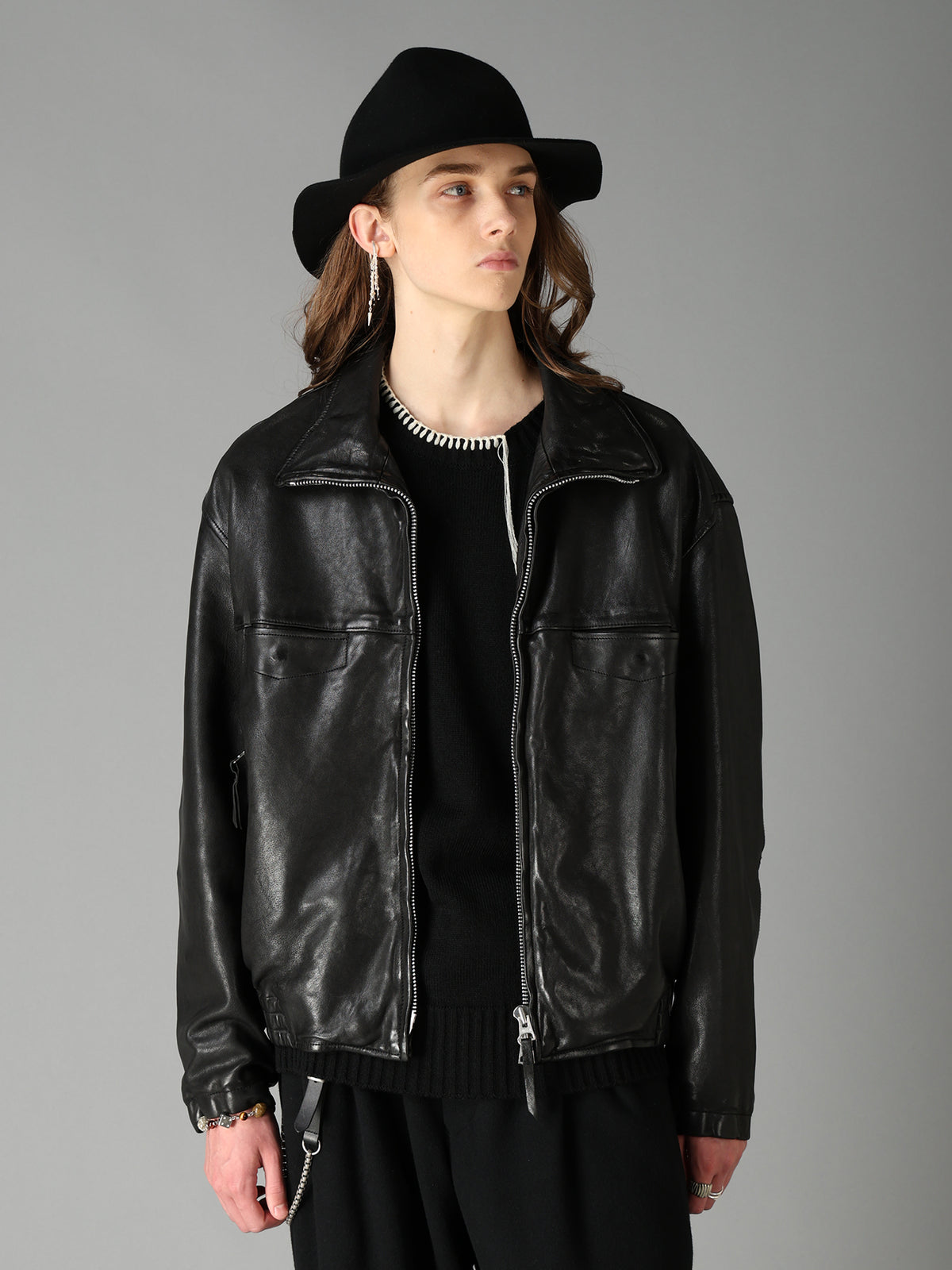 WASHED SHEEP LEATHER ZIP-UP BLOUSON
