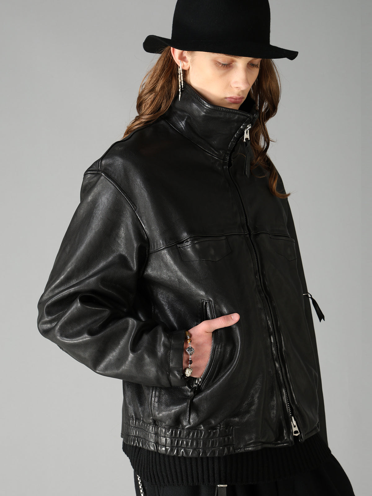 WASHED SHEEP LEATHER ZIP-UP BLOUSON
