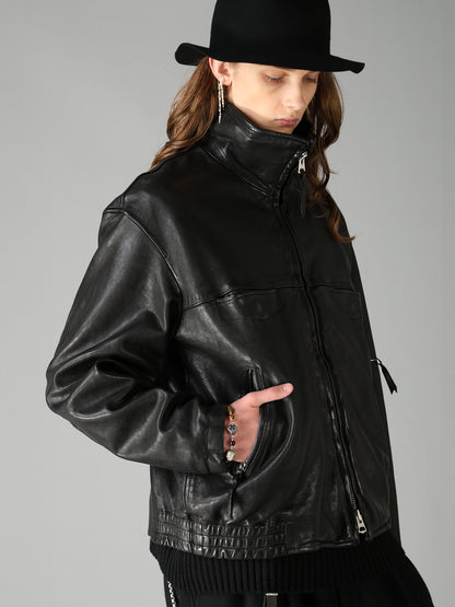 WASHED SHEEP LEATHER ZIP-UP BLOUSON