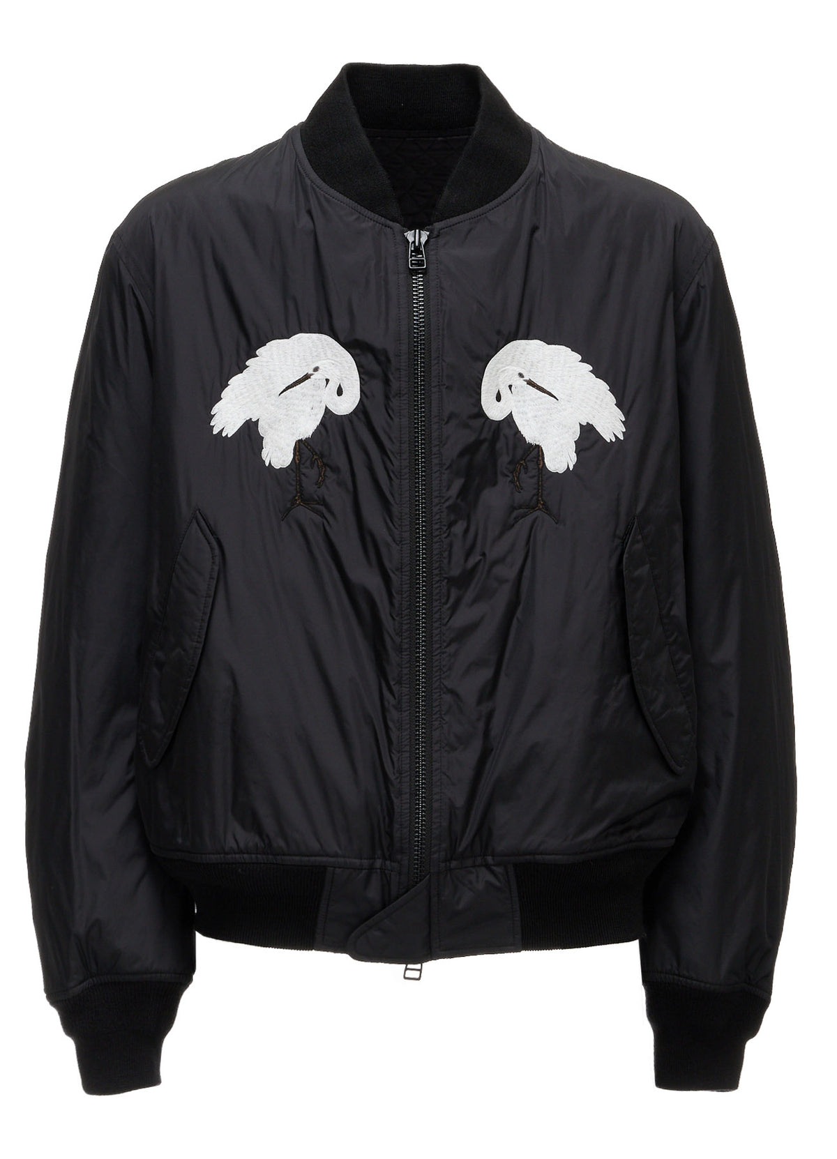 NYLON TWILL EMBROIDERY BOMBER JACKET