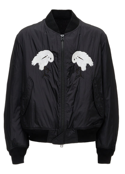 NYLON TWILL EMBROIDERY BOMBER JACKET