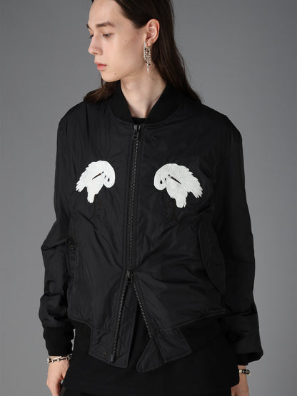 NYLON TWILL EMBROIDERY BOMBER JACKET