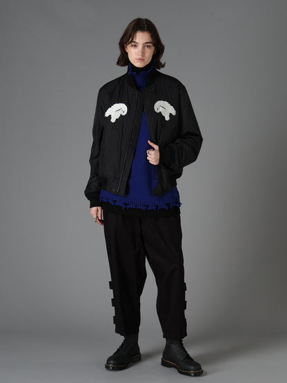 NYLON TWILL EMBROIDERY BOMBER JACKET