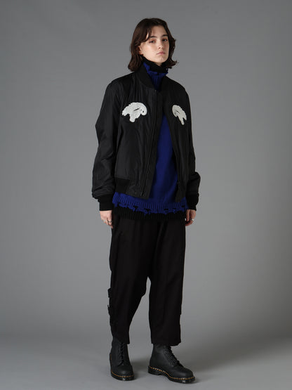 NYLON TWILL EMBROIDERY BOMBER JACKET