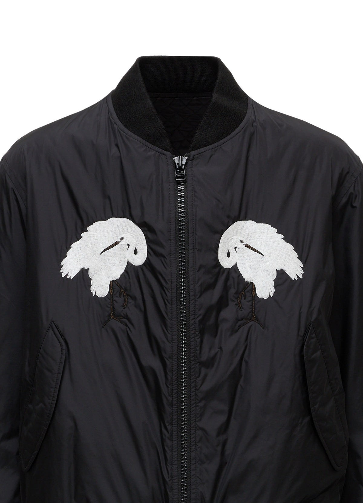 NYLON TWILL EMBROIDERY BOMBER JACKET
