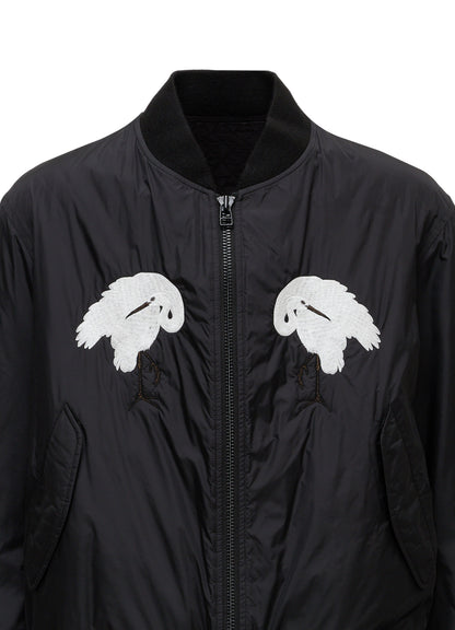 NYLON TWILL EMBROIDERY BOMBER JACKET