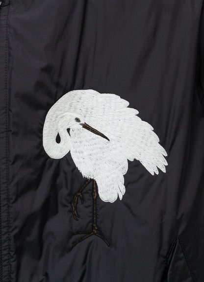 NYLON TWILL EMBROIDERY BOMBER JACKET