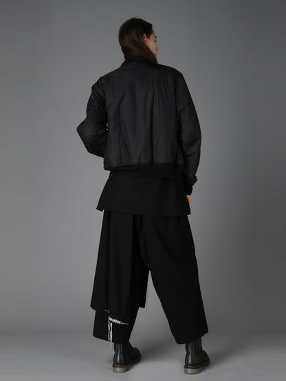 NYLON TWILL EMBROIDERY BOMBER JACKET