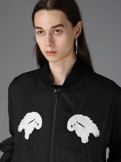 NYLON TWILL EMBROIDERY BOMBER JACKET