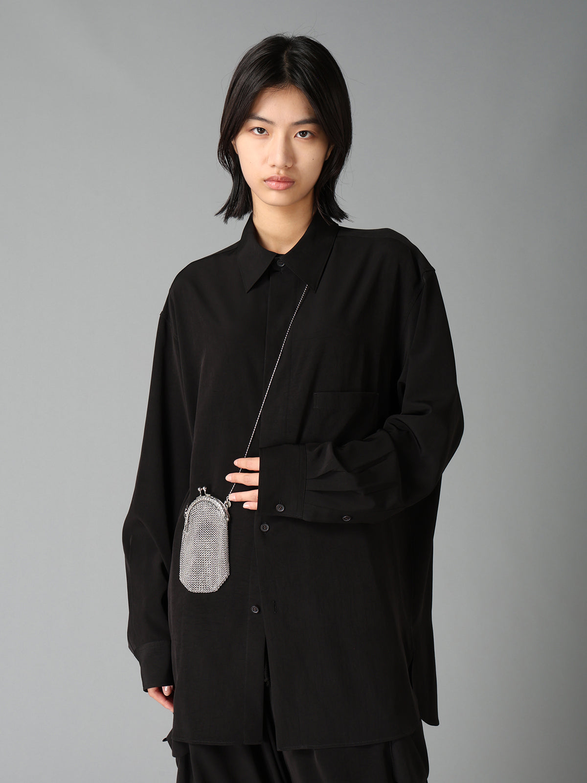 CREPE de CHINE  HALF CONCEALED PLACKET RAGULAR SHIRT