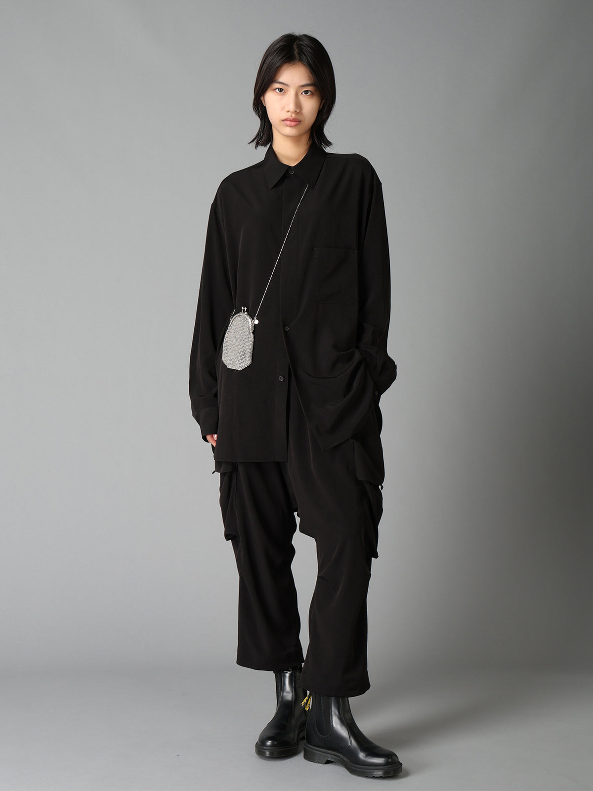 CREPE de CHINE  HALF CONCEALED PLACKET RAGULAR SHIRT