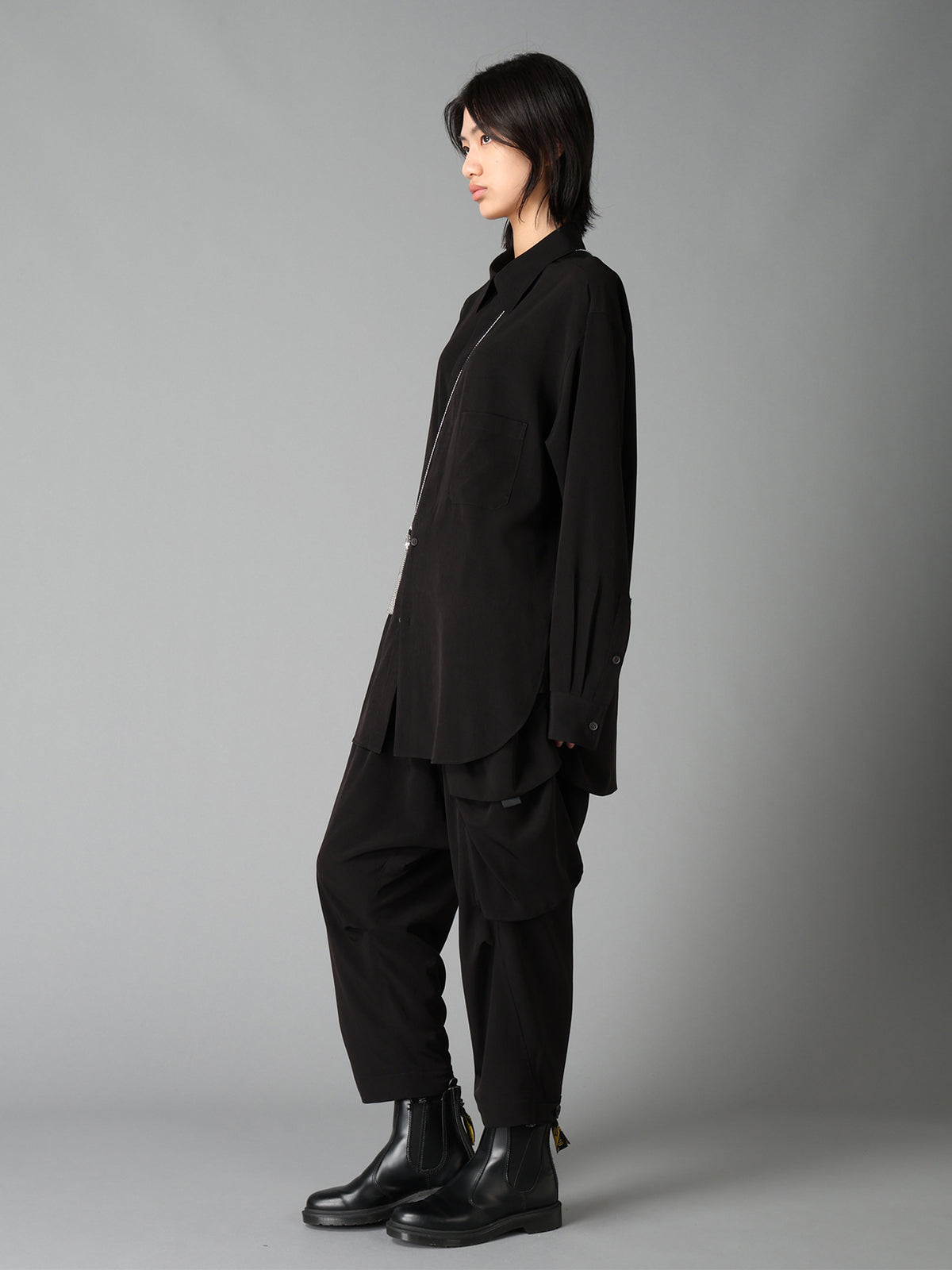 CREPE de CHINE  HALF CONCEALED PLACKET RAGULAR SHIRT