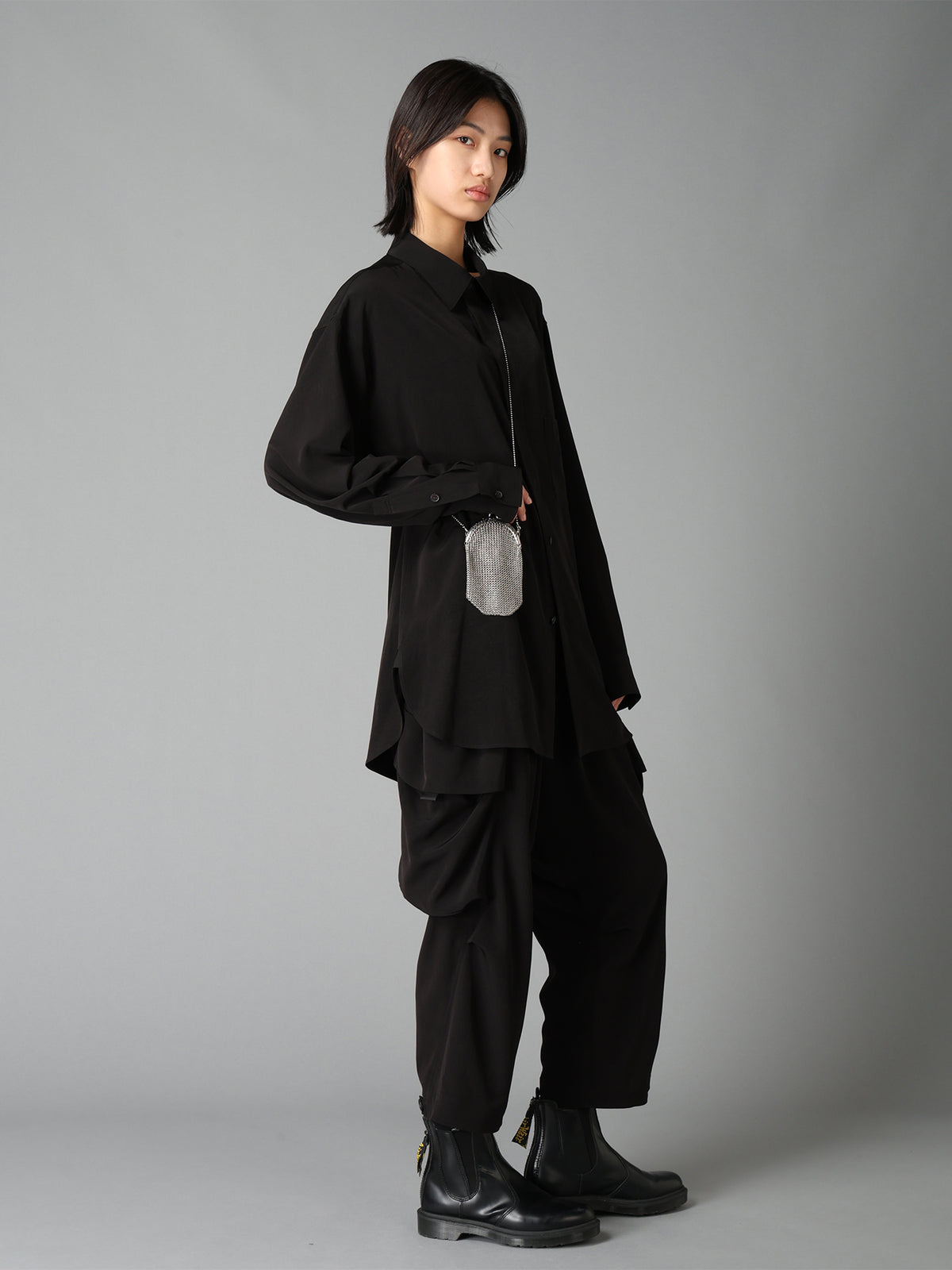 CREPE de CHINE  HALF CONCEALED PLACKET RAGULAR SHIRT