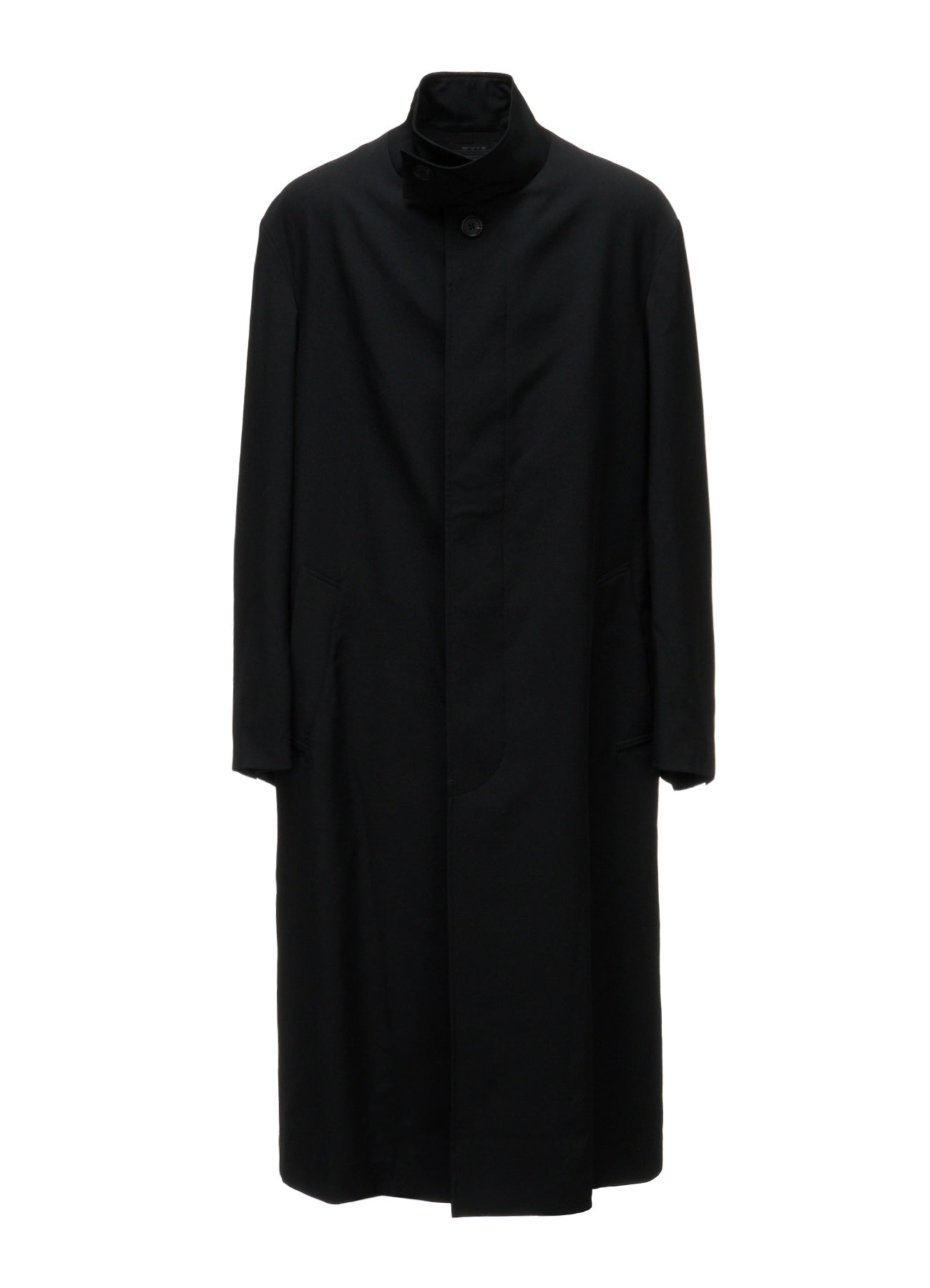 WASHER WOOL GABARDINE CONCEALED PLACKET STAND COLLAR COAT