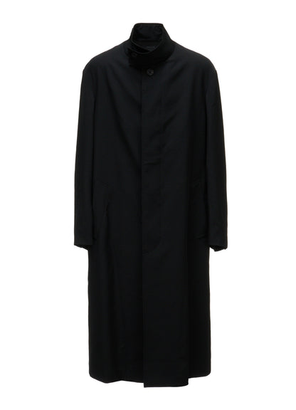 WASHER WOOL GABARDINE CONCEALED PLACKET STAND COLLAR COAT