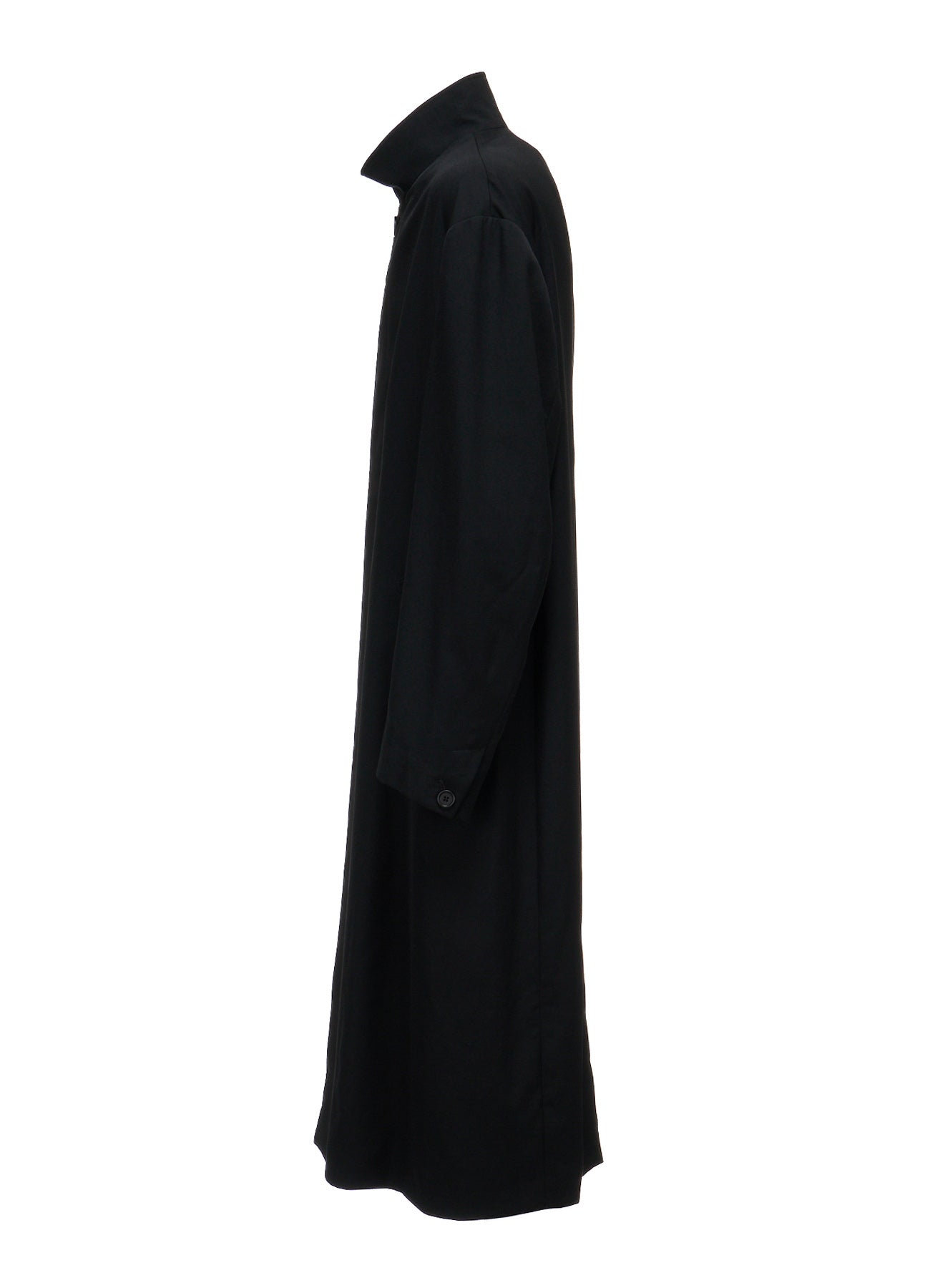 WASHER WOOL GABARDINE CONCEALED PLACKET STAND COLLAR COAT