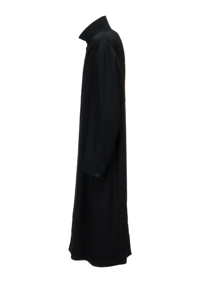 WASHER WOOL GABARDINE CONCEALED PLACKET STAND COLLAR COAT