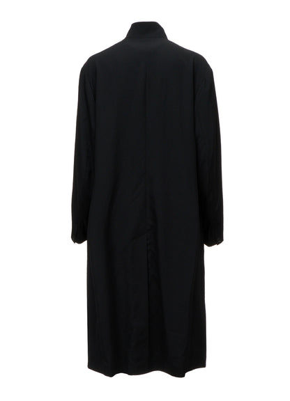 WASHER WOOL GABARDINE CONCEALED PLACKET STAND COLLAR COAT