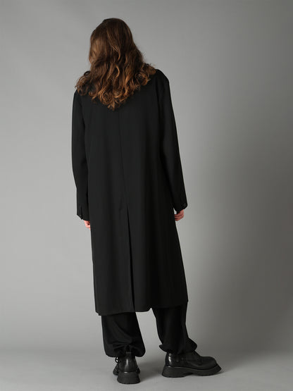 WASHER WOOL GABARDINE CONCEALED PLACKET STAND COLLAR COAT