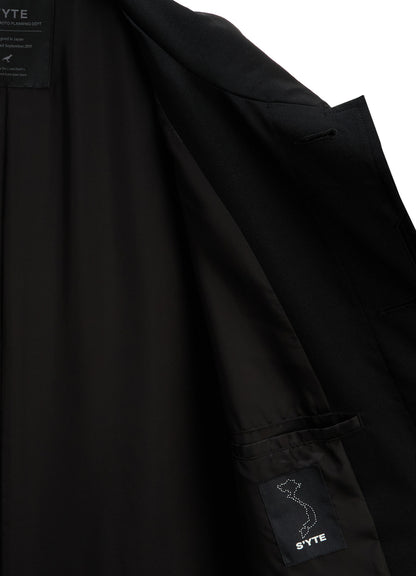WASHER WOOL GABARDINE CONCEALED PLACKET STAND COLLAR COAT