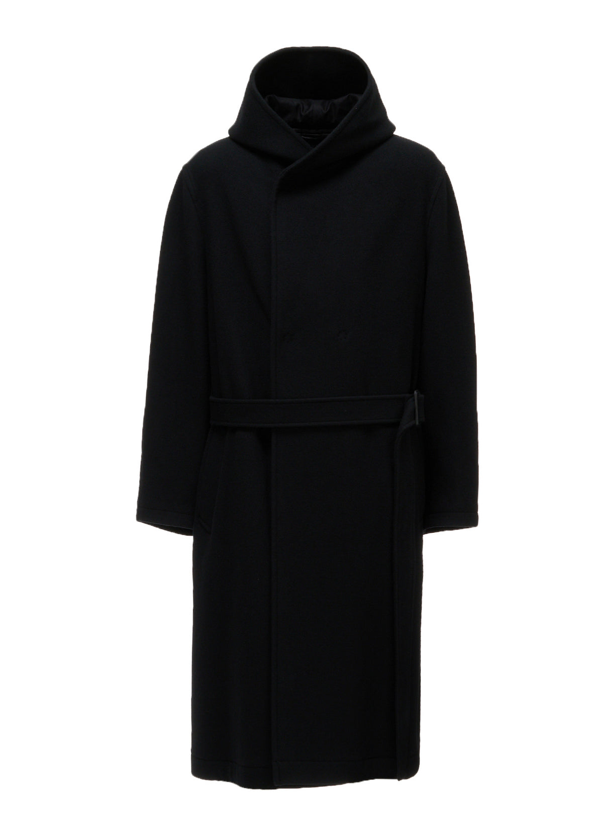 BRUSHED WOOL HOODED COAT