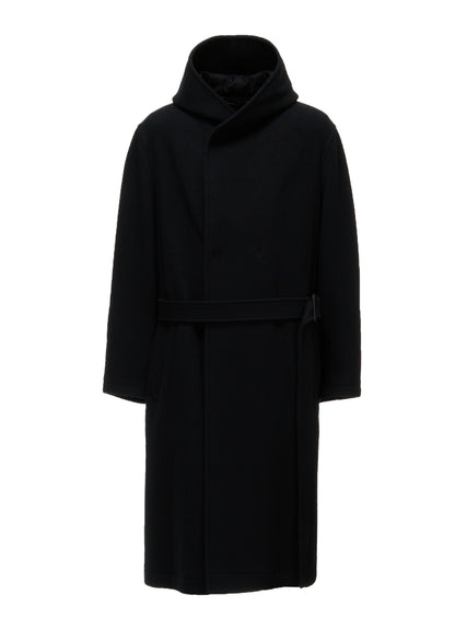 BRUSHED WOOL HOODED COAT