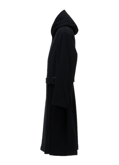 BRUSHED WOOL HOODED COAT