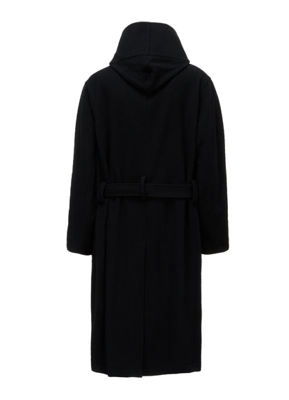 BRUSHED WOOL HOODED COAT
