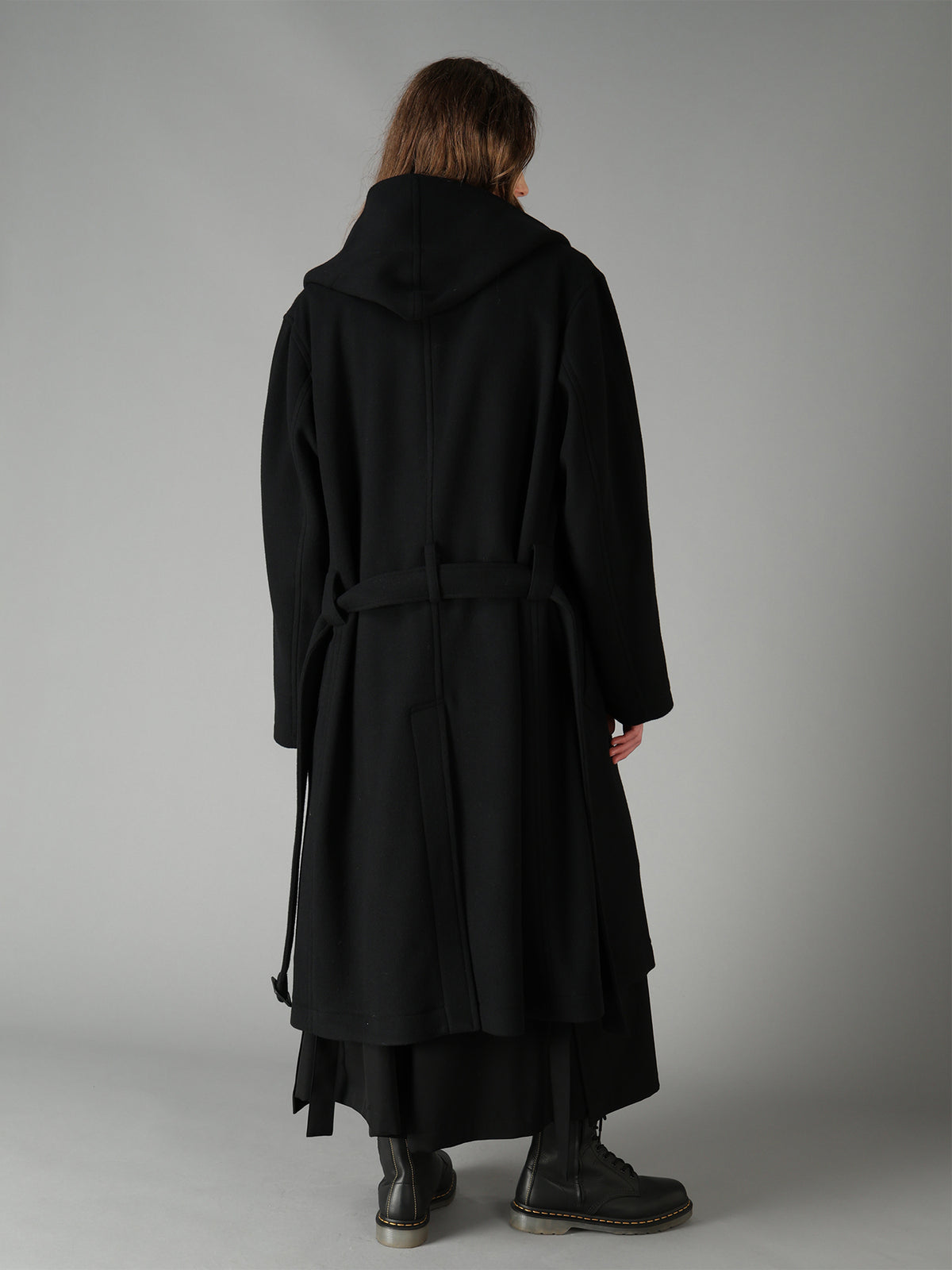 BRUSHED WOOL HOODED COAT
