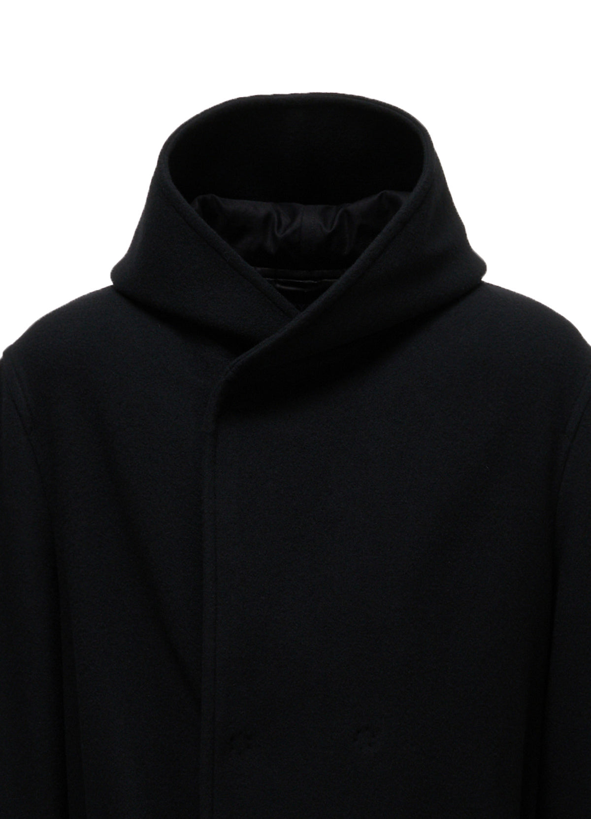 BRUSHED WOOL HOODED COAT