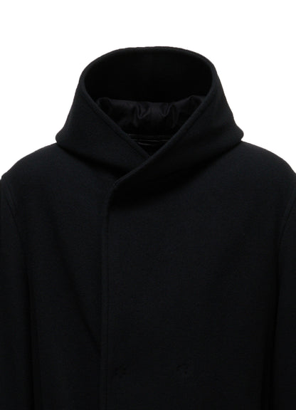 BRUSHED WOOL HOODED COAT