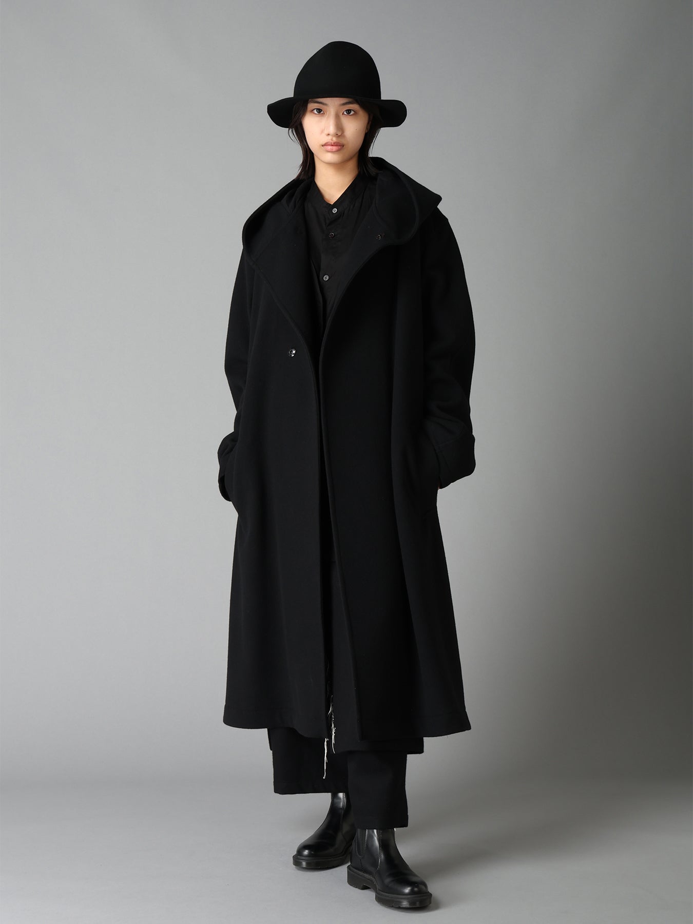 BRUSHED WOOL HOODED COAT – THE SHOP YOHJI YAMAMOTO