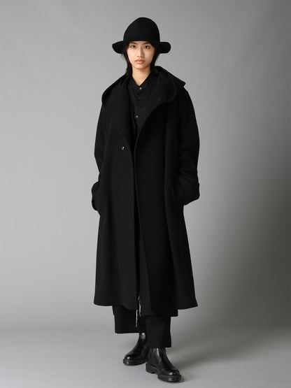 BRUSHED WOOL HOODED COAT