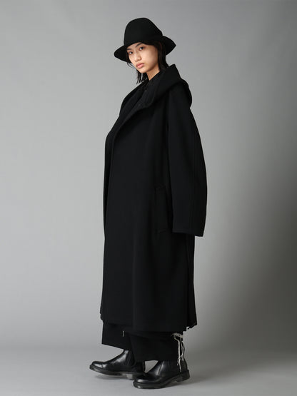 BRUSHED WOOL HOODED COAT
