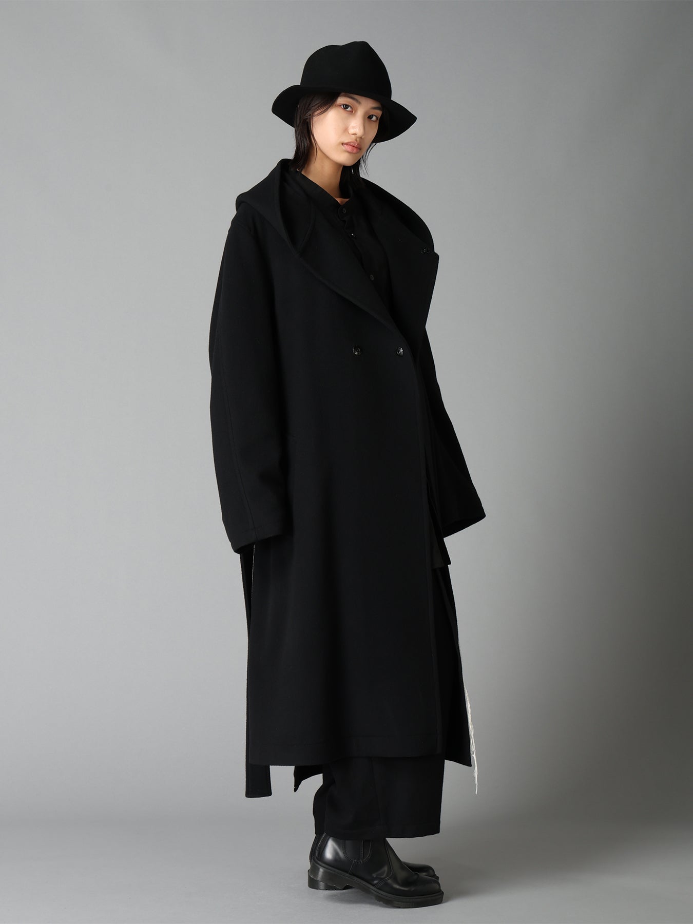 BRUSHED WOOL HOODED COAT – THE SHOP YOHJI YAMAMOTO