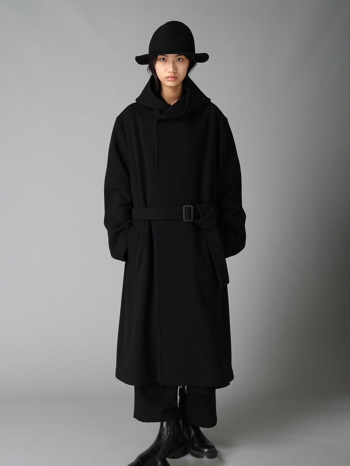BRUSHED WOOL HOODED COAT – THE SHOP YOHJI YAMAMOTO