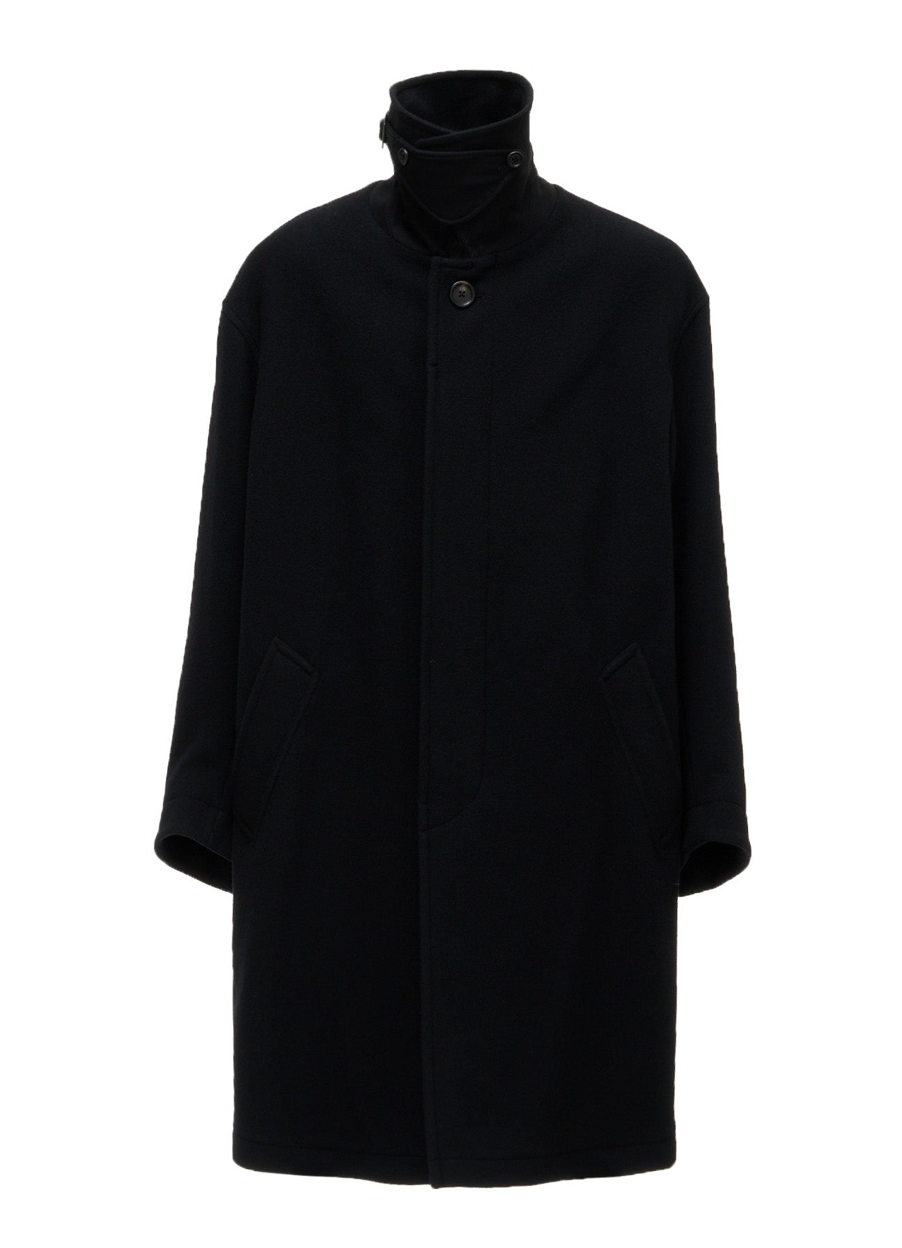 BRUSHED WOOL CONCEALED PLACKET COAT – THE SHOP YOHJI YAMAMOTO