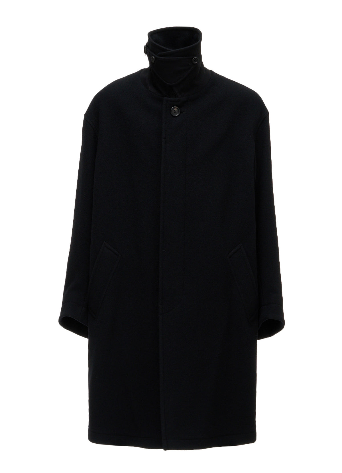 BRUSHED WOOL CONCEALED PLACKET COAT
