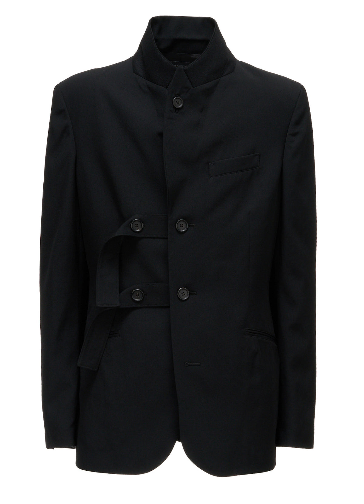 WASHER WOOL GABARDINE PEAK LAPEL BELTED JACKET