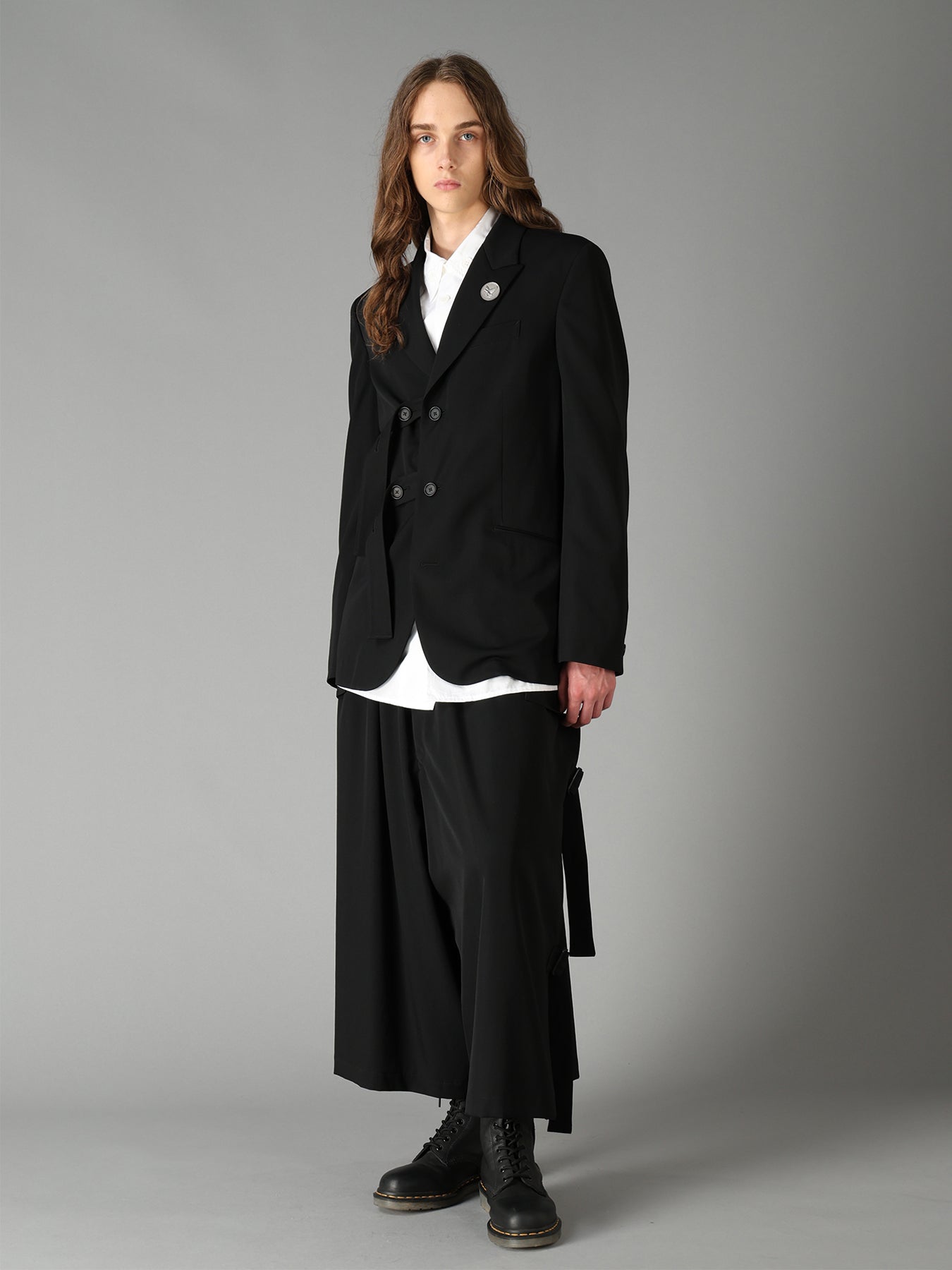 WASHER WOOL GABARDINE PEAK LAPEL BELTED JACKET – THE SHOP YOHJI