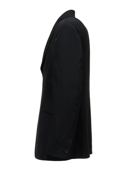 WASHER WOOL GABARDINE PEAK LAPEL BELTED JACKET