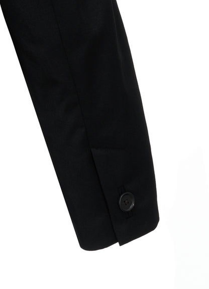 WASHER WOOL GABARDINE PEAK LAPEL BELTED JACKET