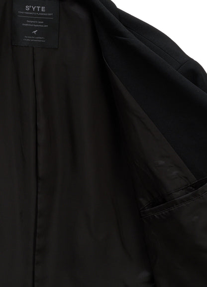 WASHER WOOL GABARDINE PEAK LAPEL BELTED JACKET
