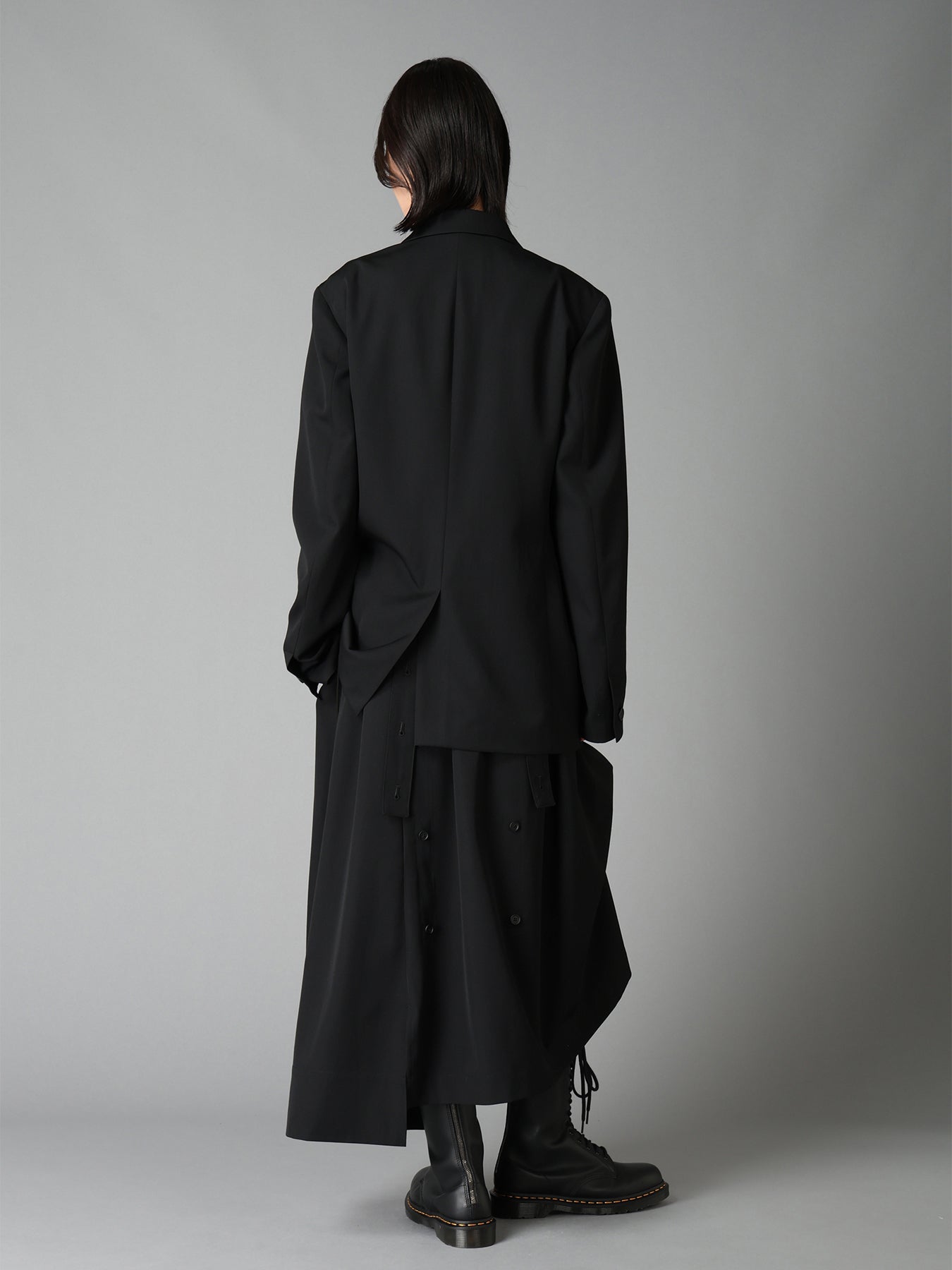 WASHER WOOL GABARDINE PEAK LAPEL BELTED JACKET – THE SHOP YOHJI