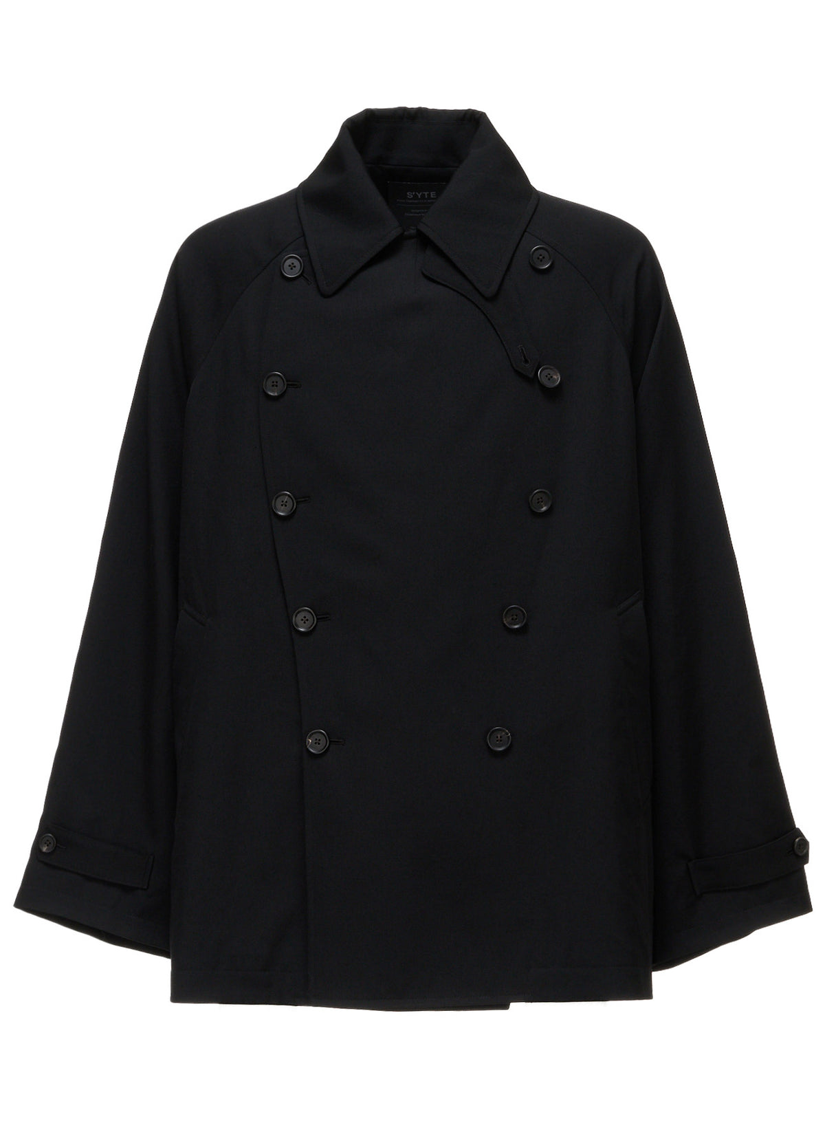 WASHER WOOL GABARDINE NAPOLEON DOUBLE-BREASTED JACKET