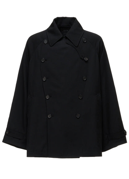 WASHER WOOL GABARDINE NAPOLEON DOUBLE-BREASTED JACKET