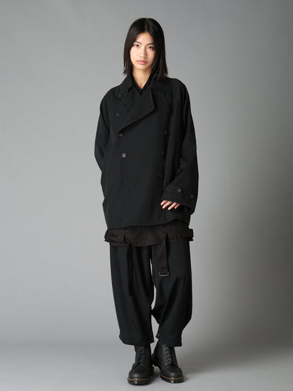 WASHER WOOL GABARDINE NAPOLEON DOUBLE-BREASTED JACKET
