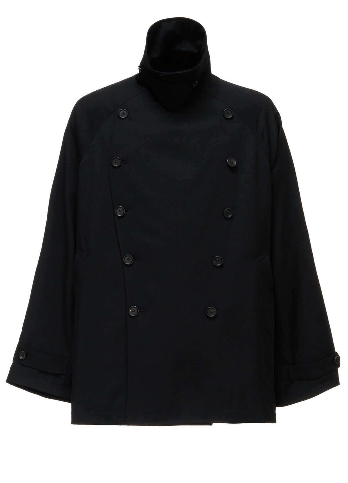 WASHER WOOL GABARDINE NAPOLEON DOUBLE-BREASTED JACKET