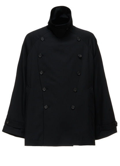 WASHER WOOL GABARDINE NAPOLEON DOUBLE-BREASTED JACKET