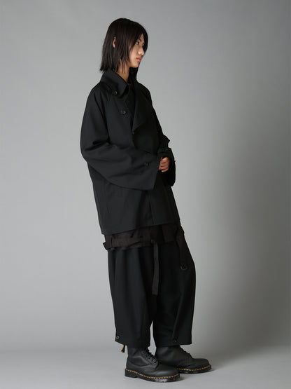 WASHER WOOL GABARDINE NAPOLEON DOUBLE-BREASTED JACKET